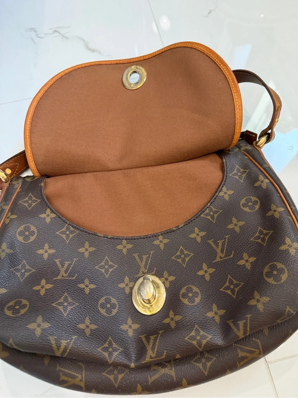 Louis Vuitton Monogram Canvas Hobo Bag with Brown Leather Trim